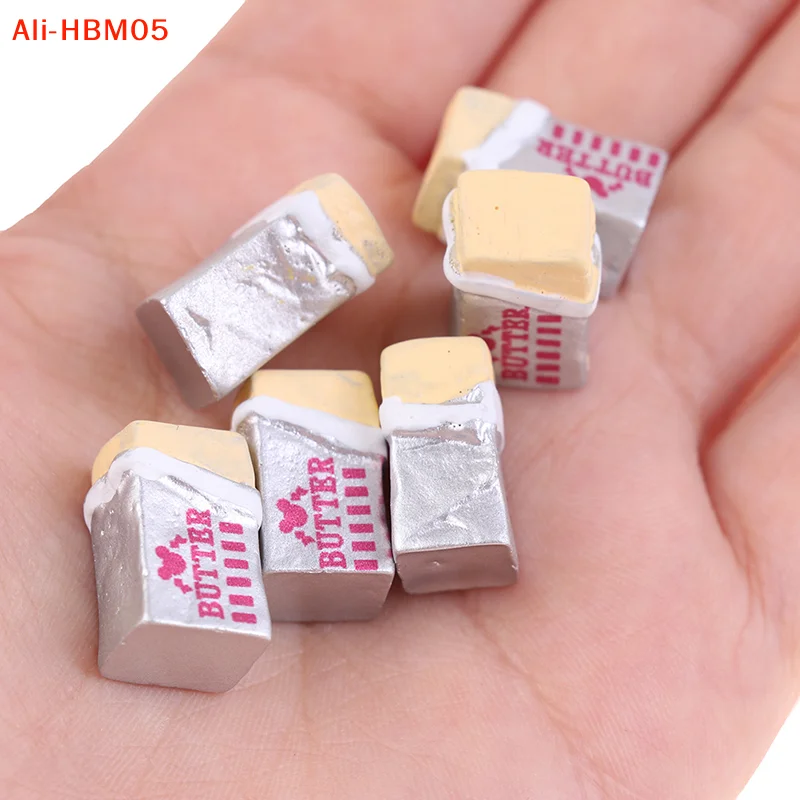 (HB05) 6Pcs Simulation Food Butter Miniature Pretend Play Kitchen Diy Bread Set Toy Breakfast Tableware Doll House Accessories