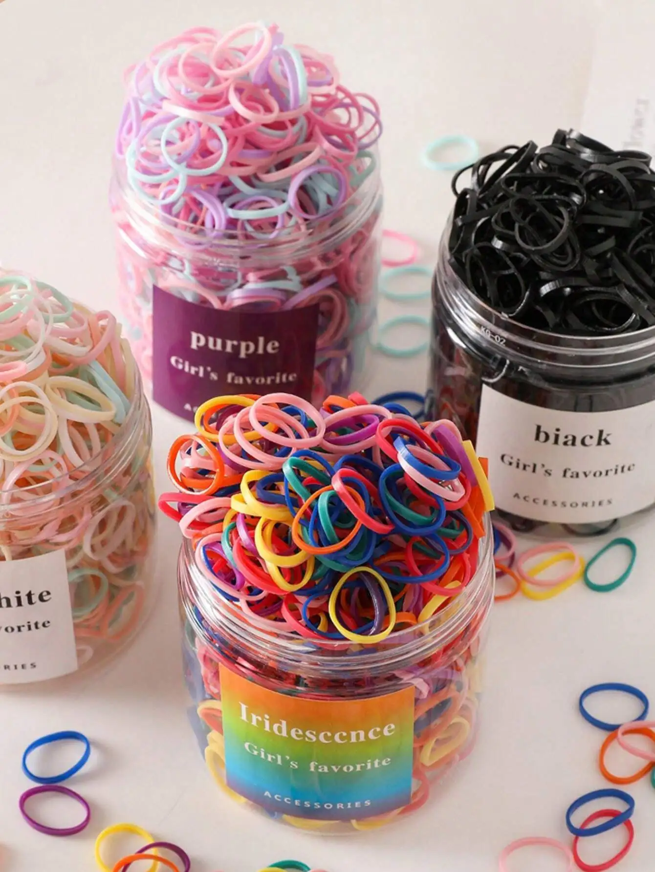 500pcs/Bottle Cute & Fashionable Elastic Hair Ties, 0.6inch/1.5cm Mini Size, Suitable For Small Amount Of Hair Or Braiding, One-