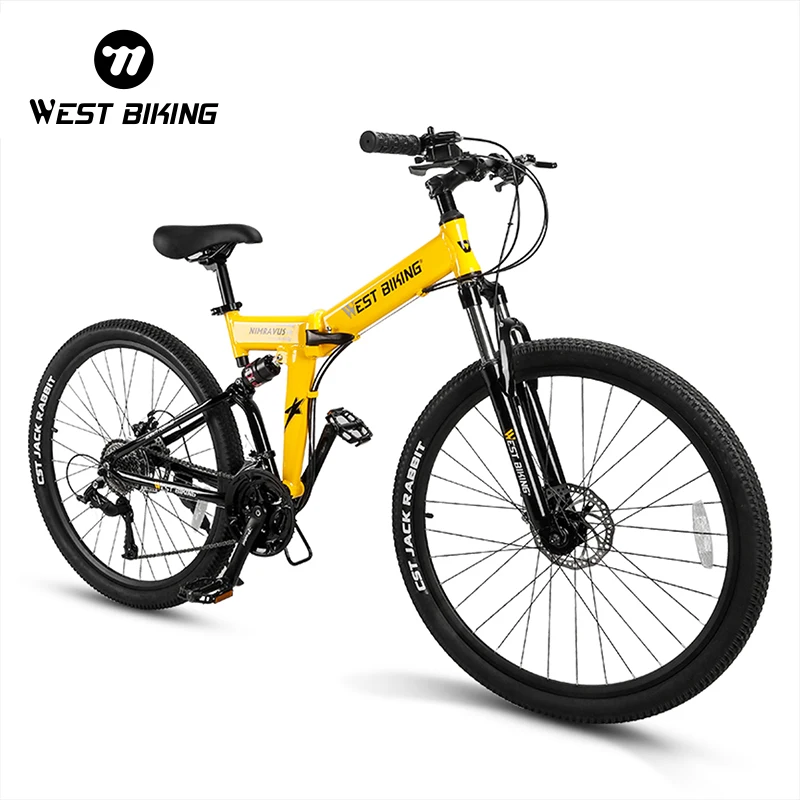 

WEST BIKING Mountain Bike 27.5 Inch Adult Folding Bicycle with 27 Speeds Drivetrain Dual Disc-Brake for Men MTB Bicycle