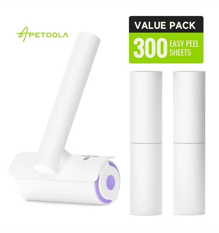 APETDOLA Extra Sticky Lint Roller Mega Value Set 300 Sheets for Pet Hair Removal, Dog and Cat Lint Remover 5 Pack AW10