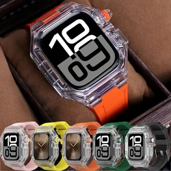 Apple Watch 46mm Mod 키트 용 Iwatch 시리즈 10 용 울트라 49mm 클리어 케이스 실리콘 밴드 42mm 44/45/40mm 럭셔리 수정 키트