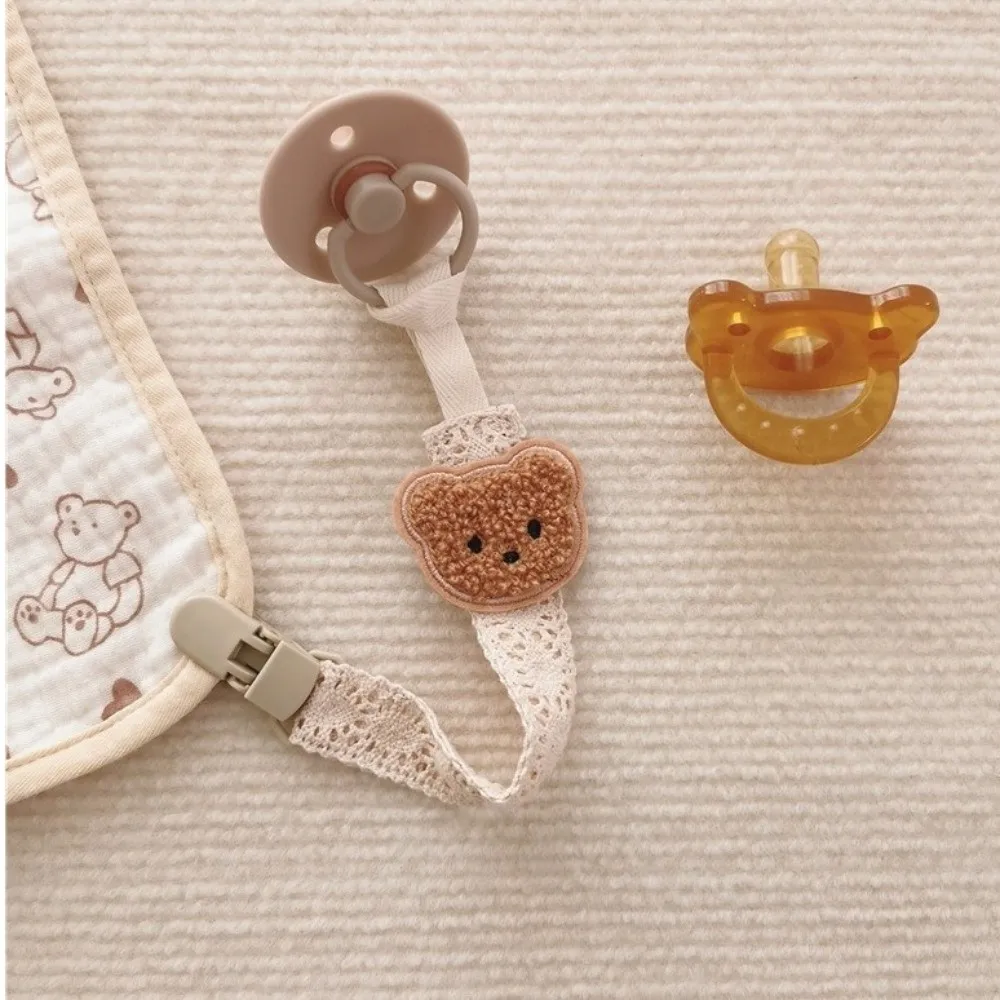 Cartoon Cute Bear Pacifier Chain Portable Hanging Fabric Rope Dummy Nipple Clip Soother Accessory Plastic