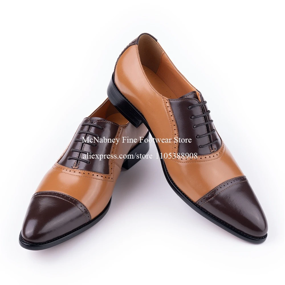 

Двухцветные кожаные оксфорды-броги на шнуровке для мужчин: туфли для официальных мероприятий, бизнеса, свадьбы, комфортные на каждый день, большие размеры