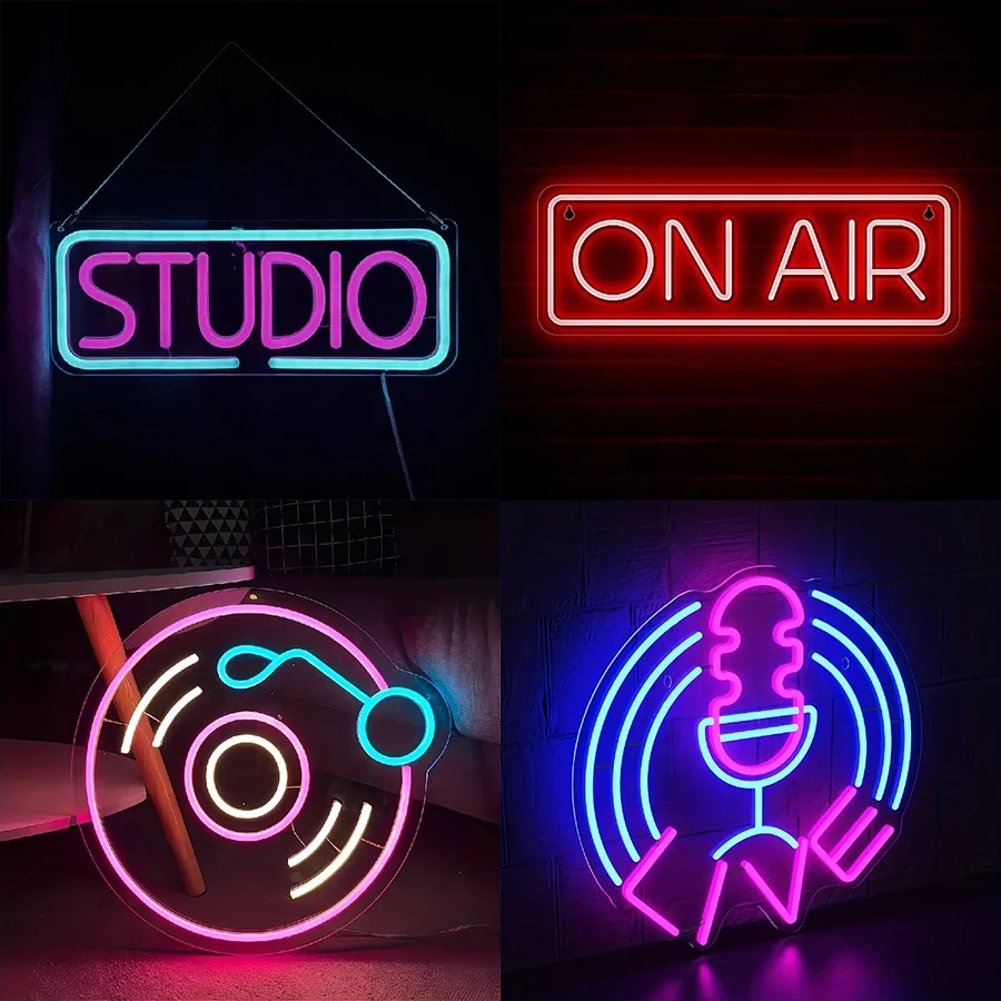 Studio,On Air Neon Sign, Music LED Sign Light per sala di registrazione, Studio musicale, Streaming, feste, Club, Podcast Wall Decor Gift