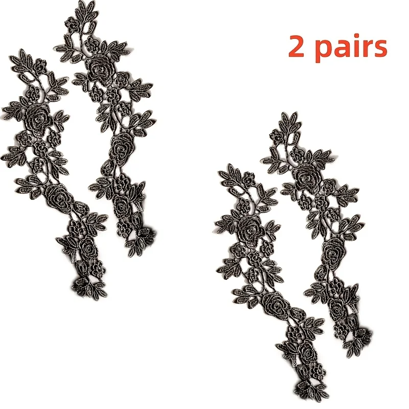 2 pair of luxurious floral lace decorated suits with embroidered rose vines and stitching work