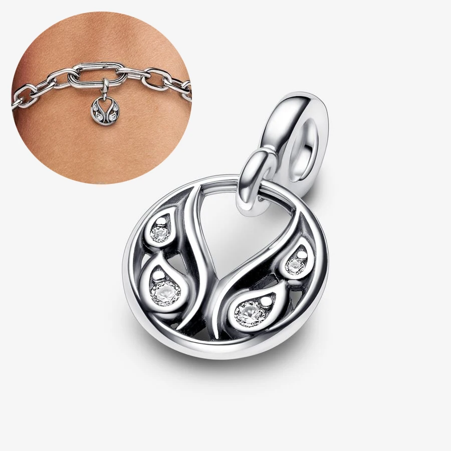 ME سلسلة 925 فضة ME قلوب سلاسل صغيرة حمراء على شكل قلب حلية من الزركون حلية تناسب سوار أصلي صغير متدلي