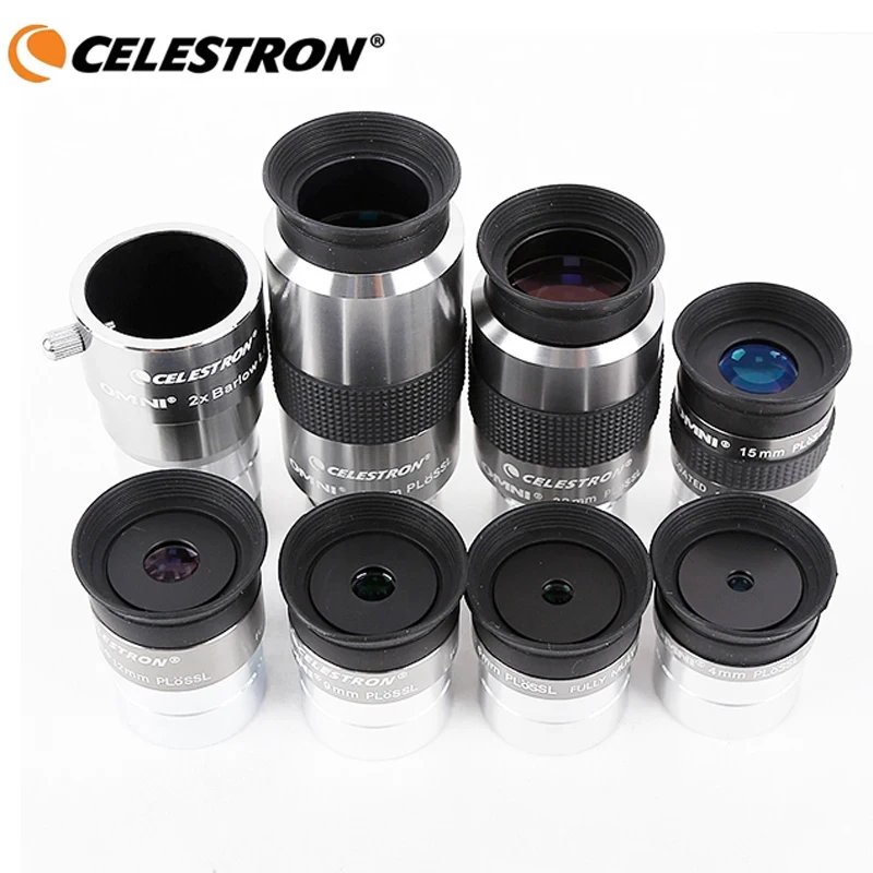 Celestron Omni 4mm 6mm 9mm 12mm 15mm 32mm 40mm et 2x oculaire et lentille Barlow télescope d'astronomie en métal entièrement multicouche