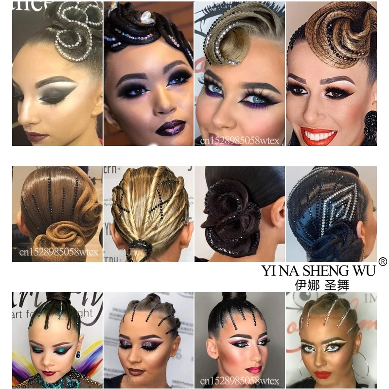 Latin Dance Specific Bright Diamond Hair Facial Decorations Girls Flamengo International Standard Dance Competition Accessories