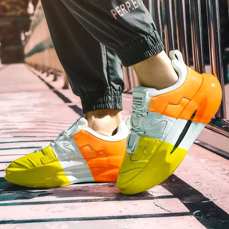 Men's Casual Sports Shoes, Fashionable Thick Soled Skateboarding Shoes, Trendy and Comfortable Men's Shoes Suitable for Outdoor