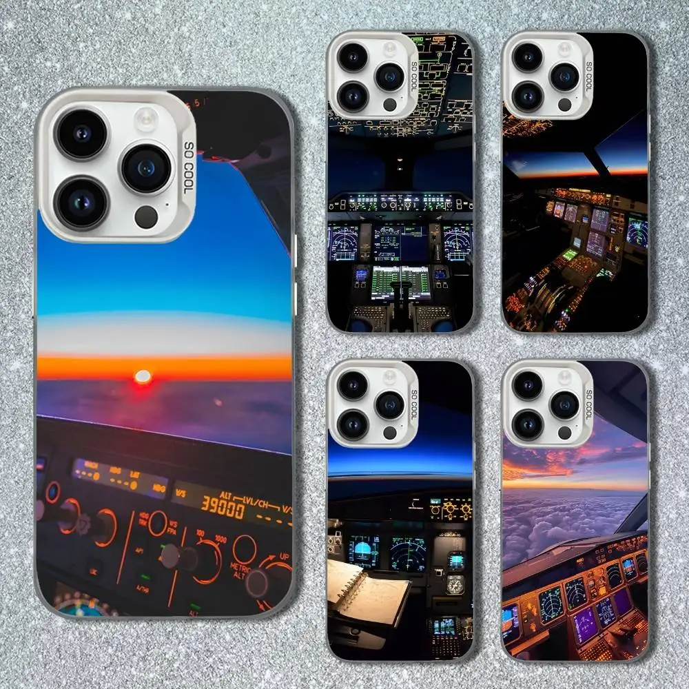 

Aviation Pilot Cockpit Phone Case For iPhone 13,15,14,16,12,11,Mini,MAXXS,Pro,SE, White Matte Shockproof Cover
