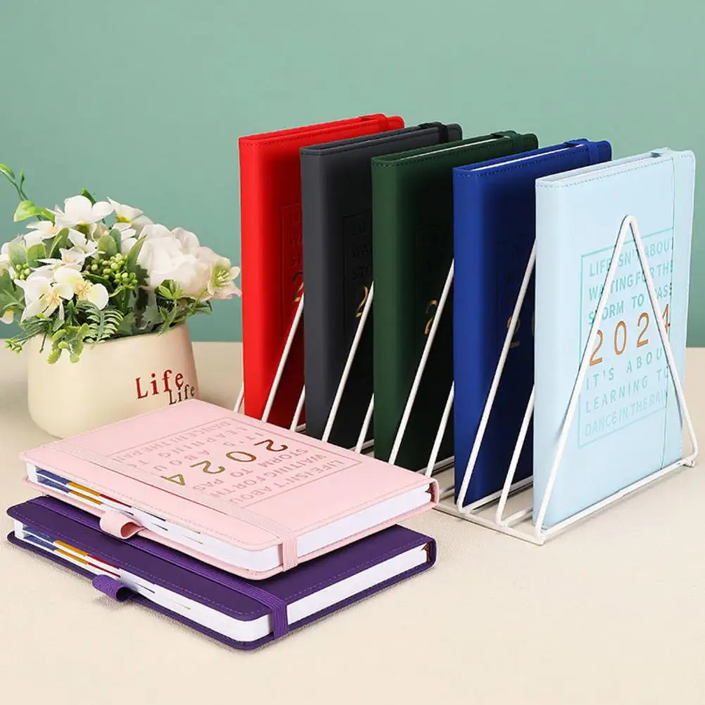 Waterproof Notebook 2024 Planner Notebook with Faux Leather Cover Monthly Weekly Agenda at A Glance Calendar Pocket Pen Loop