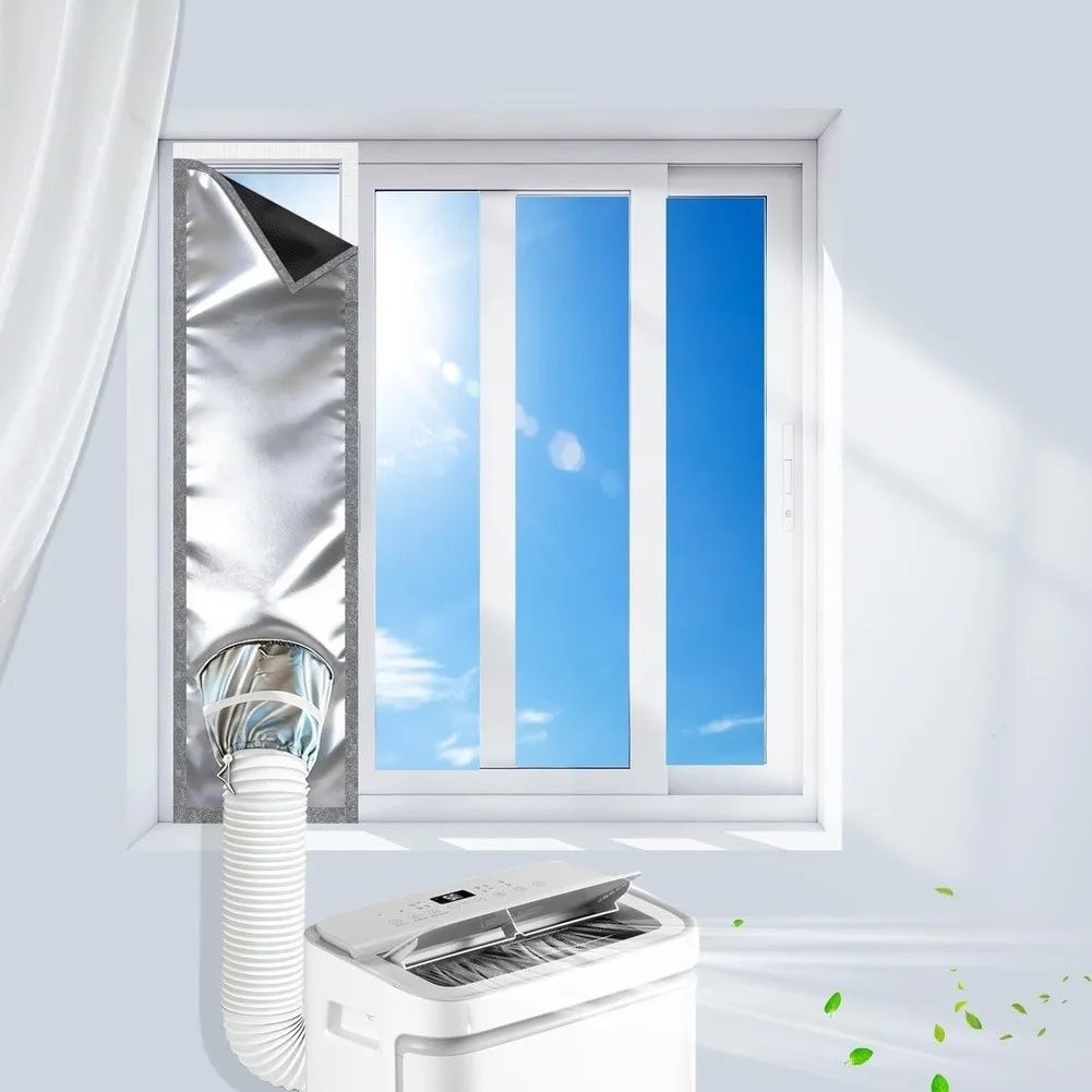 AC Window Sealing Kit with Silver Coated Oxford Material for Heat Insulation Light Blocking and Noise Reduction Indoors