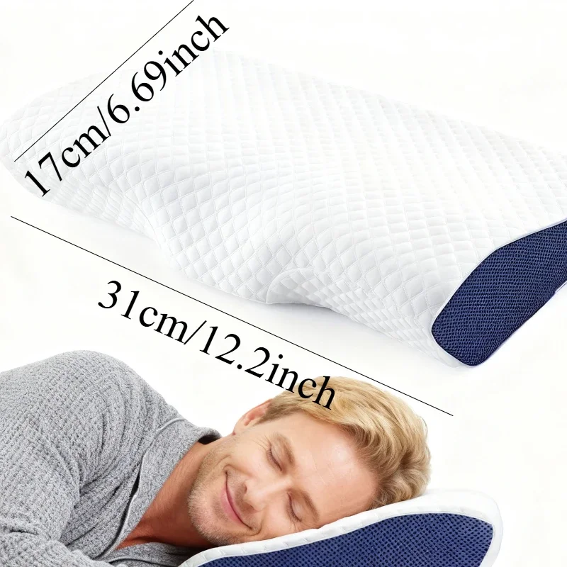 [Presente de Natal] 1 peça de travesseiro de espuma viscoelástica, capa de poliéster, travesseiro de dormir contorneado para laterais, costas, travessas de estômago