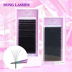 SONG Lprédit ES-Extension de faux cils individuels, 16 rangées de cils brillants, noir foncé 256, outils de maquillage classiques, vente en gros