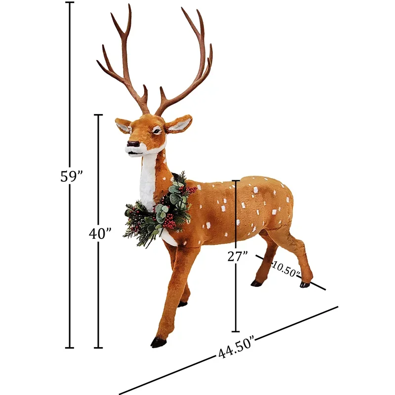 Wholesale Lifesize Forest Animal Faux Fur Deer Home Ornaments Christmas Deer Figurines For Christmas Tree Decoration 2024