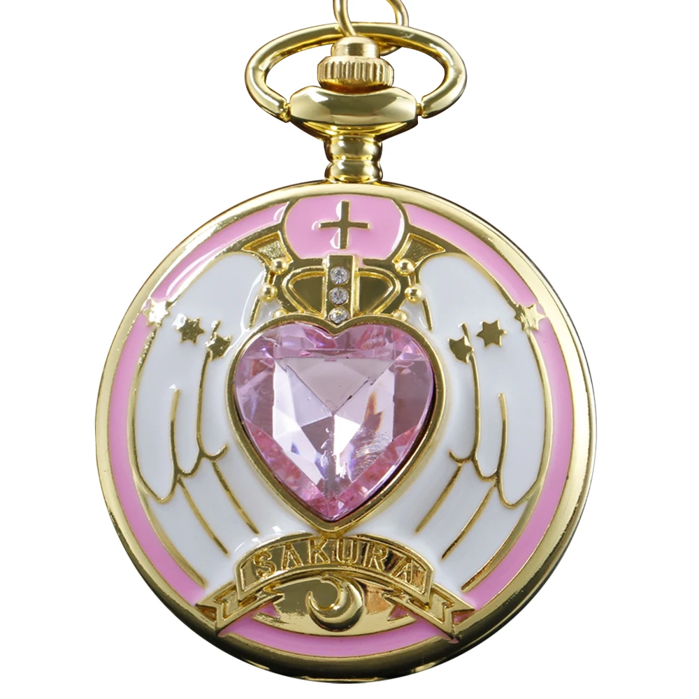 Pink Girl Love Kunta Brand Quartz Pocket Watch Fashion Pendant Necklace Male and Female Students Festival Gift