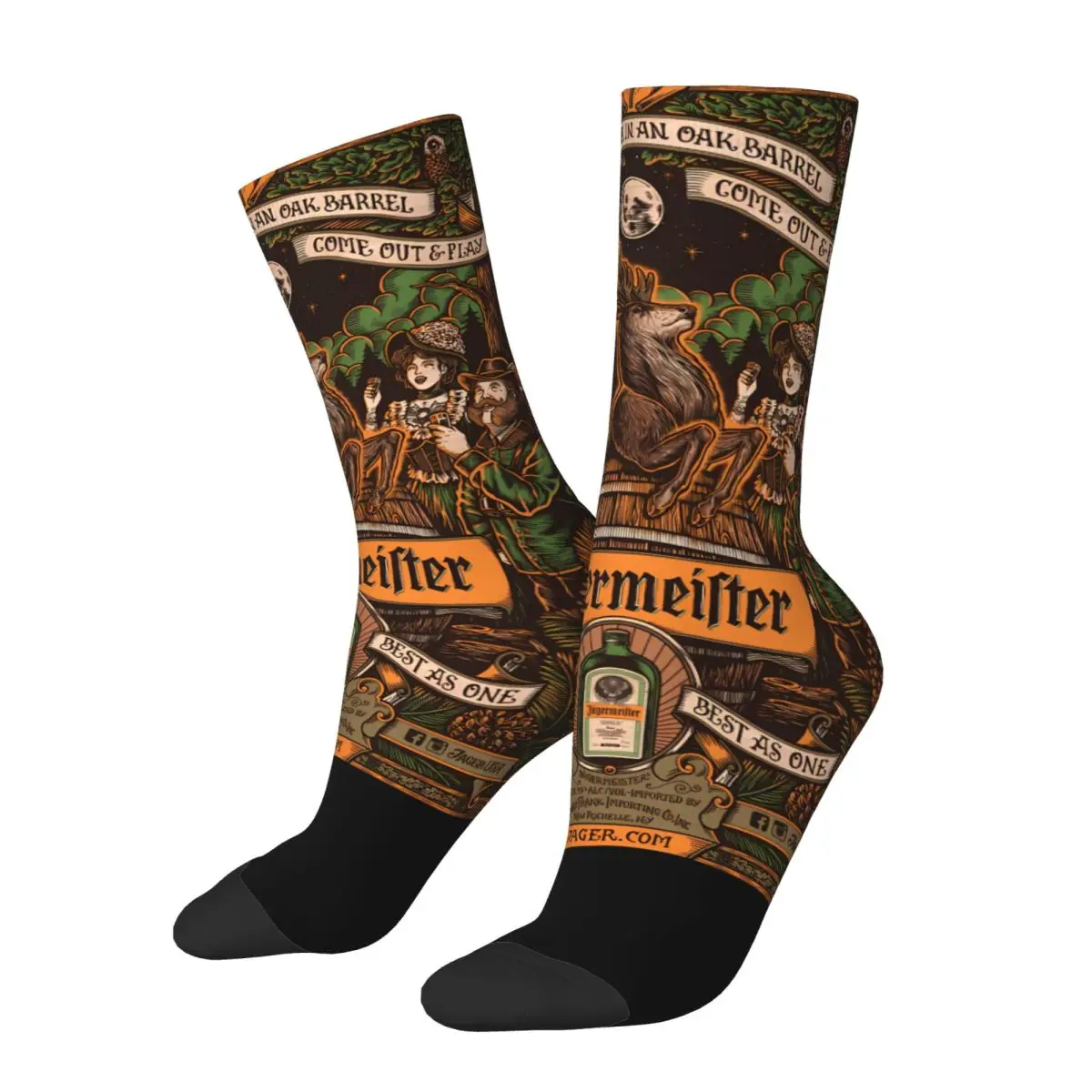 

Funny Crazy Sock for Men Deer Beer Vintage Pattern Printed Crew Sock