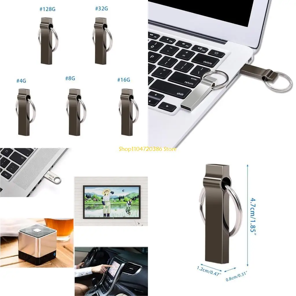 K0EA Metal USB Flash Drive USB 2.0 Thumb Drive Memory Small Sticks Data Storage Backup Decives Accessories Props