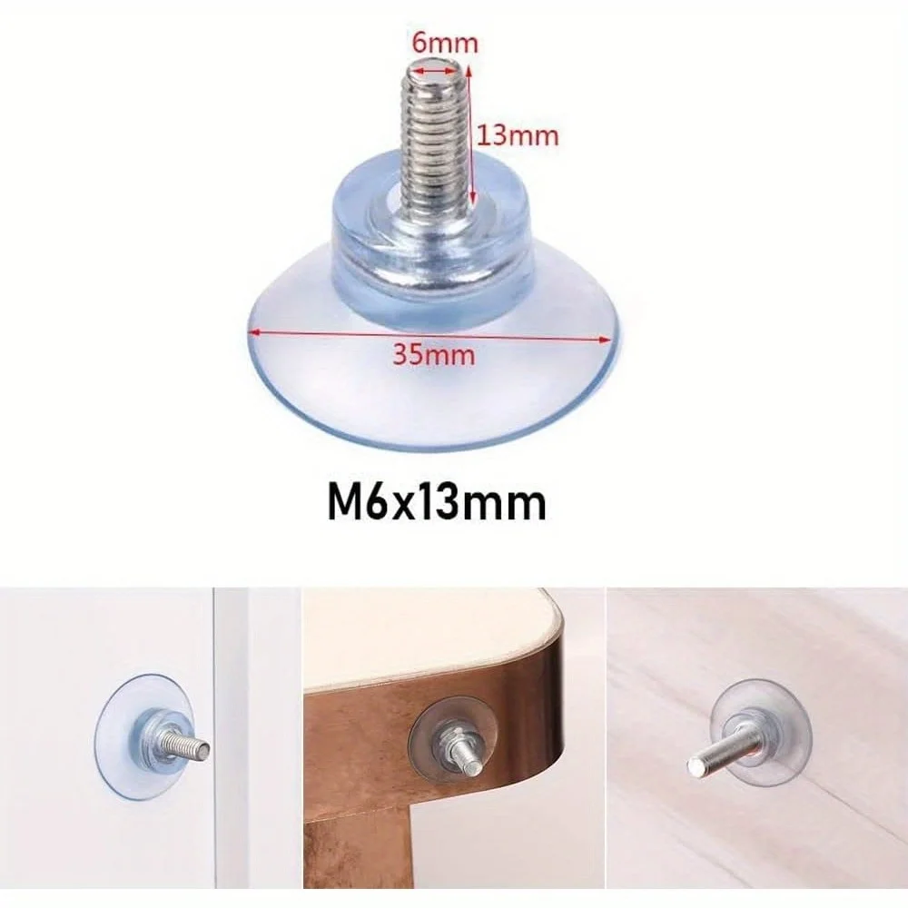 10Pcs M6 Environmentally Friendly PVC Transparent Suction Cups with Screws Replacement Parts for Glass Table Top Suction Cups