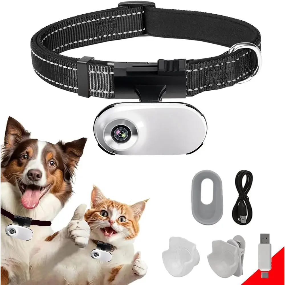 1080P HD Pet Camera Collar with Video Recording, Mini Body Cam for Outdoor and Indoor Use, Perfect Gift for Pet Parents