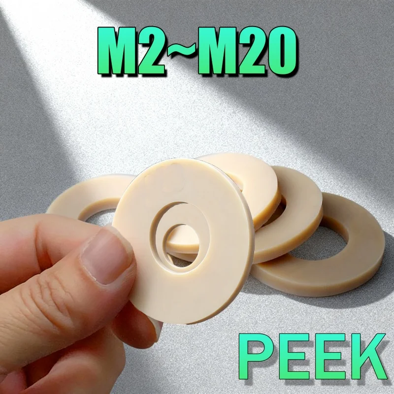 PEEK Flat Washer M2 M2.5 M3 M3.5 M4 M5 M6 M8 M10 To M20 High-strength High-temperature Resistant Flat Washer Plain Gasket DIN125