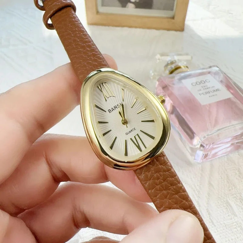 Famous Brand Women Watch Oval Dial Quartz Watches SimpleLeather Strap Wristwatches Dropshipping Relojes Para Mujer Gifts