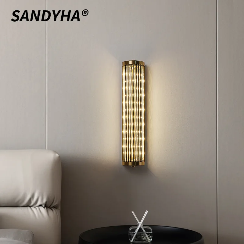 

SANDYHA Postmodern Glass Wall Lamp Creative Design LED Light for Living Room Decoration Bedroom Study Indoor Lighting Fixtures