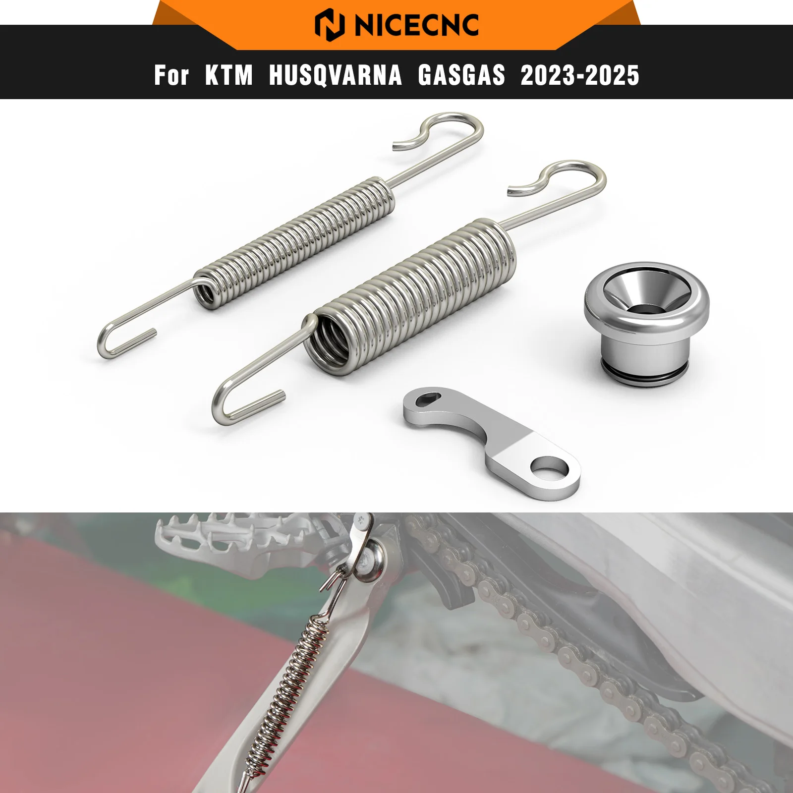 

For KTM EXC 300 2024 Stainless Steel Kickstand Side Stand Springs Kit EXC 380 EXC-F 350 XC XCW For Husqvarna TE 300 GasGas EC300