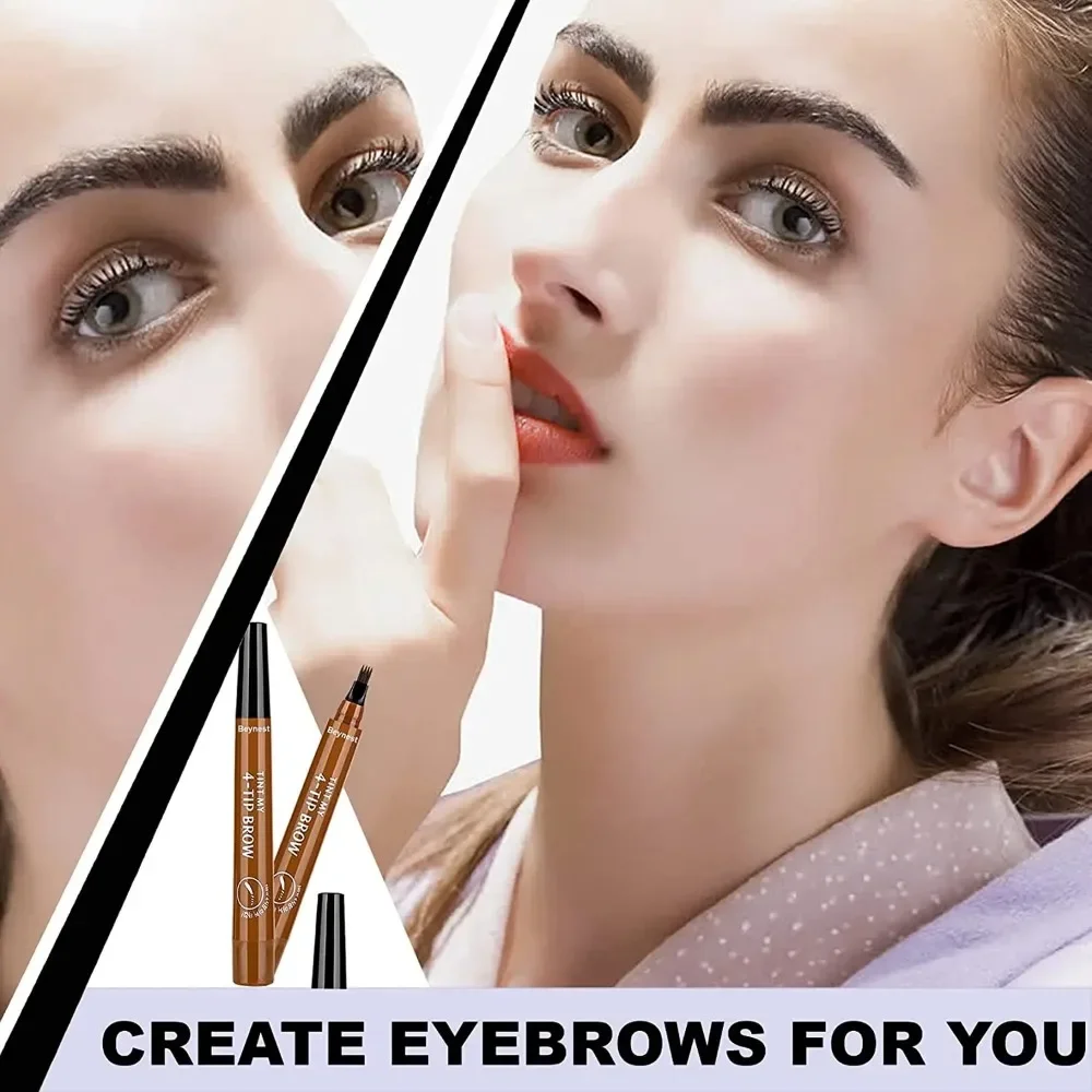 Heallor 4 Punkt Augenbrauen stifte maquill ajes para mujer Mikro klinge Brauens tifte flüssiger Augenbrauen stift Make-up langlebige Kosmetik w