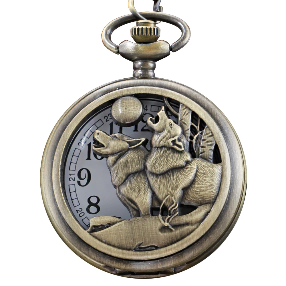 

Moon Werewolf Beast Totem Quartz Pocket Watch Vintage Gentleman Pendant Universal Festival Gift for Boys and Girls