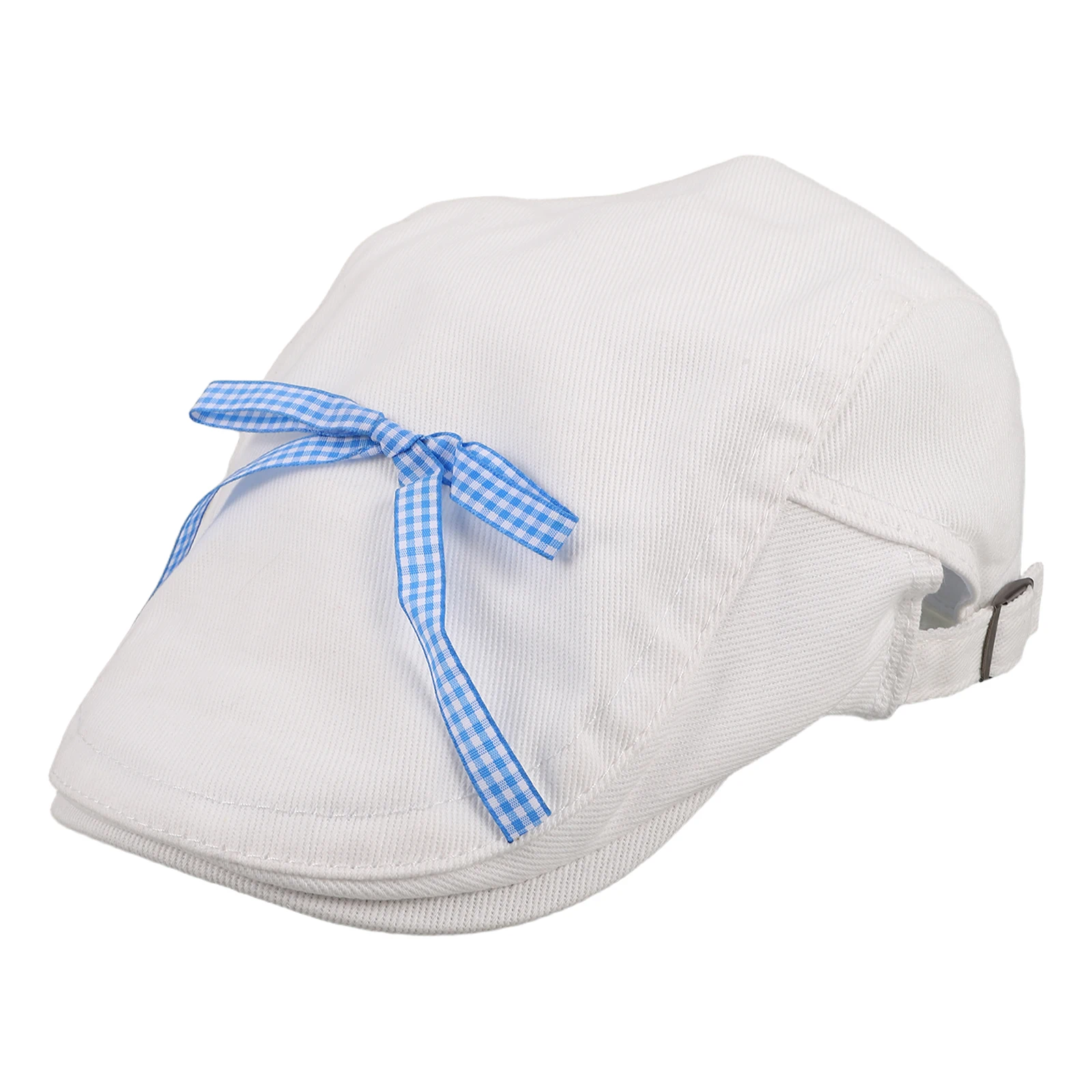 

Ladies White Beret Hat Checkered Bow Newsboy Cap Retro Style Warm Winter Autumn Outings Comfortable Vintage Party