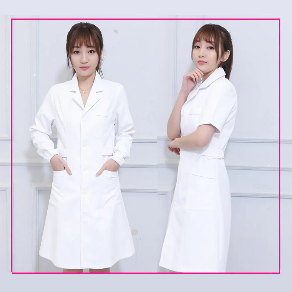 Tenue de travail à manches longues, blanche, pour infirmières, taille M, légère, respirante, vêtements professionnels pour hôpital, clinique, laboratoire