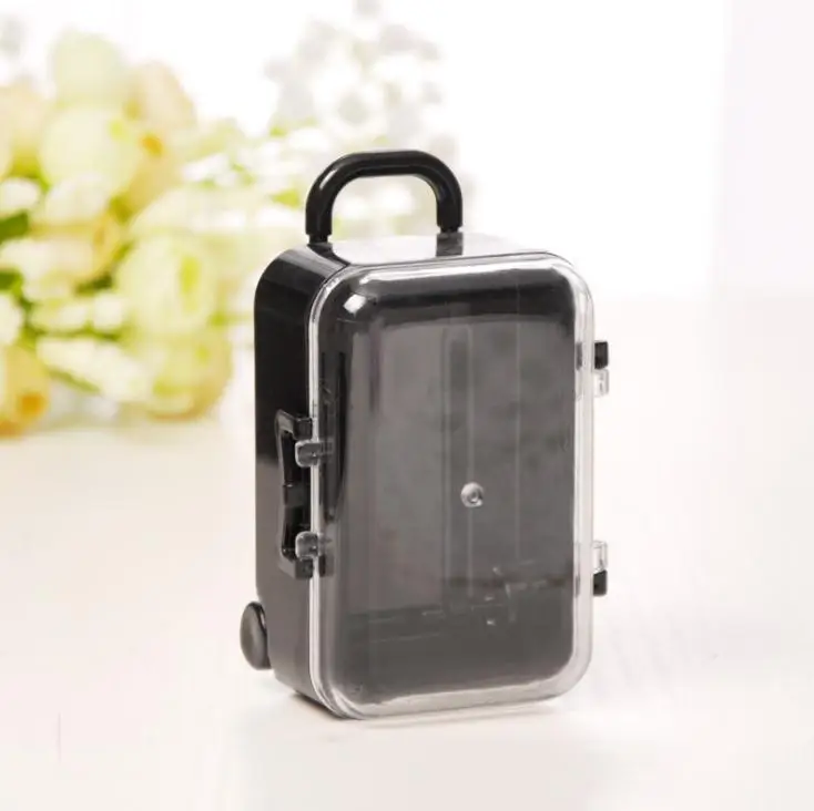 200pcs Travel Themed Mini Travel Suitcase Trolley Wedding Favor Box Plastic Candy Box Wholesale