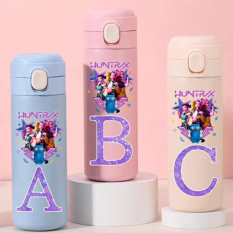 K-Pop رسائل A-Z شيطان الصيادين زجاجة ماء 304 ترمس من الفولاذ المقاوم للصدأ كوب 420 مللي ساجا بنين HUNTR/X رومي ميرا هدايا الطفل #2