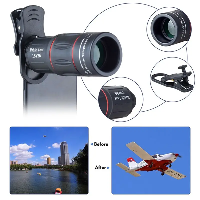 Telescope 18X Zoom Lens For Smartphone Mobile Phone Camera For Camping Sports Monocular Lens-ABVP