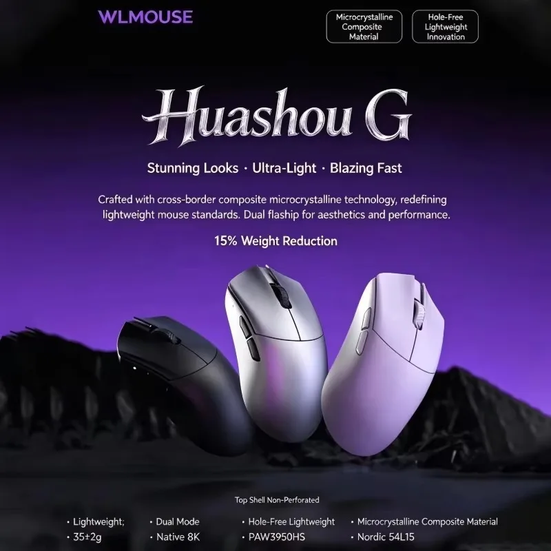 WLMOUSE Beast G Lightweight Wireless Gaming Mouse 35g 8K Polling Rate PAW3950HS For PC Laptop Mac Gaming Office Home Use