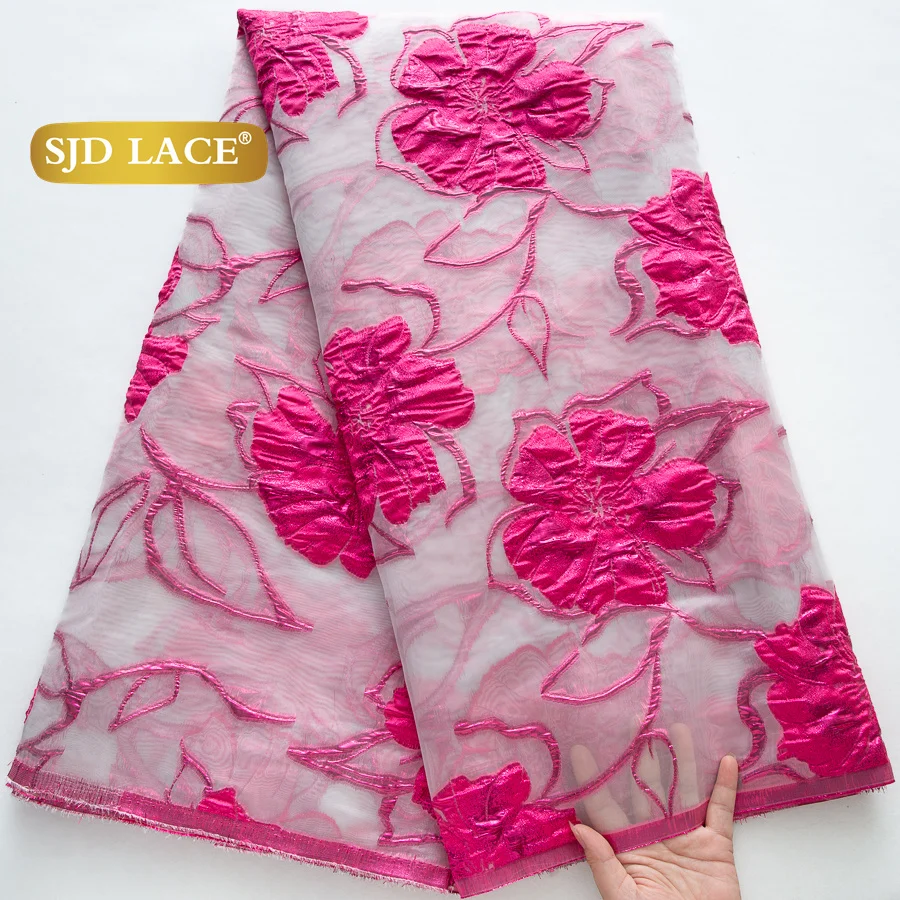 SJD الدانتيل النيجيري الأفريقي الديباج أقمشة الدانتيل 5 ياردة 2025 جودة عالية الفرنسية الجاكار مذهب الدانتيل للنساء فساتين الحفلات 4471 #3