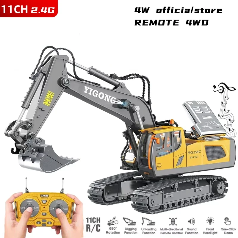 2024 New 11CH RC Excavator 1:20 Remote Control Truck 2.4G RC Crawler Engineering Vehicle Excavator Truck Radio Control Toys Gift