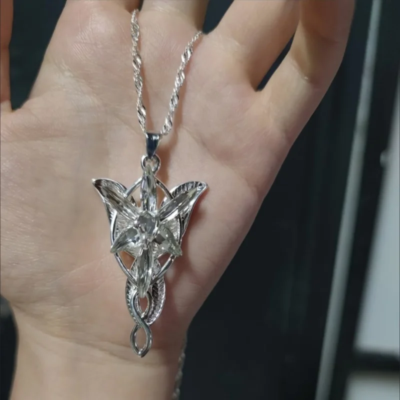 Colgante de Cristal Plateado con Diseño de Arwen Evenstar, Accesorio Decorativo de Moda para Disfraces de Personajes Femeninos