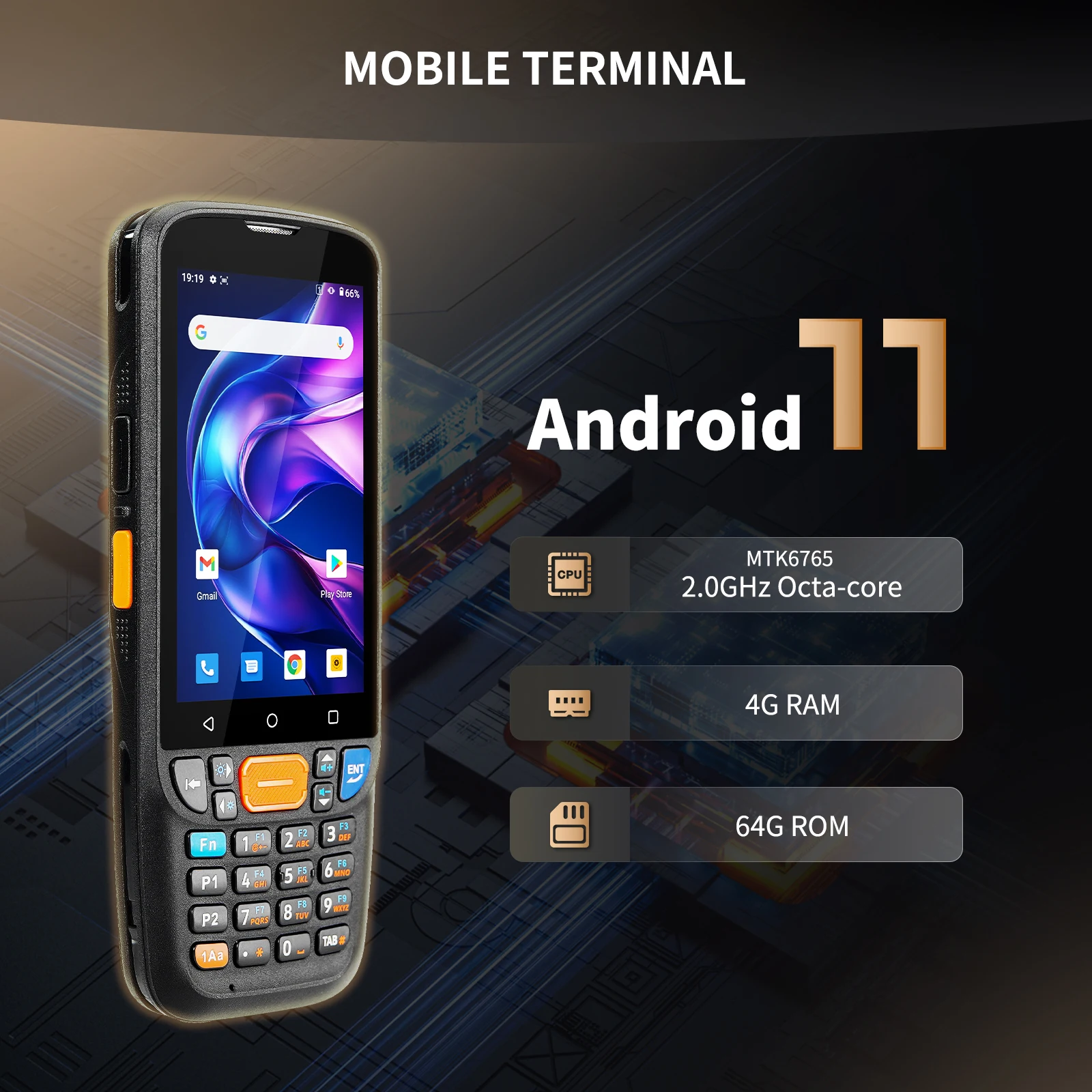 NETUM Q500 Android 11 Handheld Barcode Scanner  Honeywell HS7 1D 2D Scan Engine,  IP67 Wi-Fi 4G BT NFC PDA for Inventory