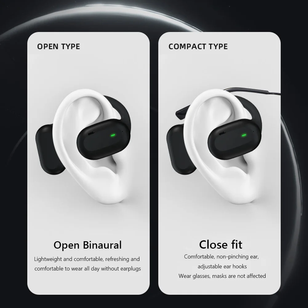 Wireless Ear Clip Bone Conduction Headphones Not In The Ear Headset Bass Noise Reduction Headphones Blue Tooth for Outdoor Sport