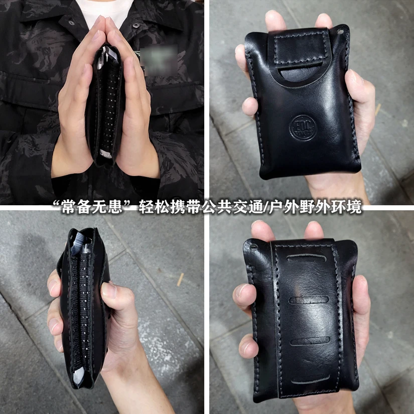 EDC Hand Made First Top Layer Cowhide Vegetable Tanned Leather Waist Sheath Holster Cover Portable Storage Multifunction Tools