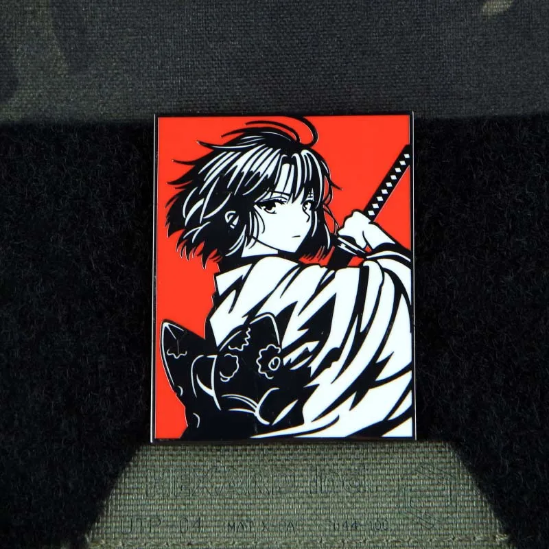 Ryougi Shiki Metal Patch from Garden of Sinners Japanese Anime Girl Backpack Decoration Tactical Badge with Hook for Fans