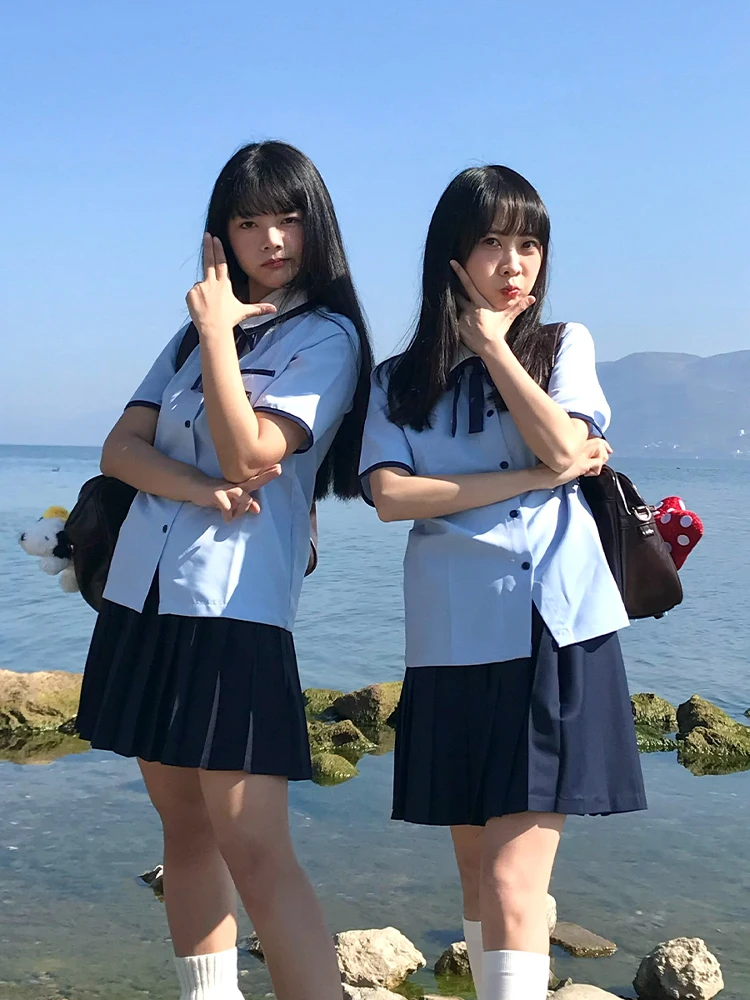 الأصلي ort Sve JK orm irt للنساء المدرسة الثانوية طالب الحلو Sle سليم صالح ألياف البوليستر زر حتى #5