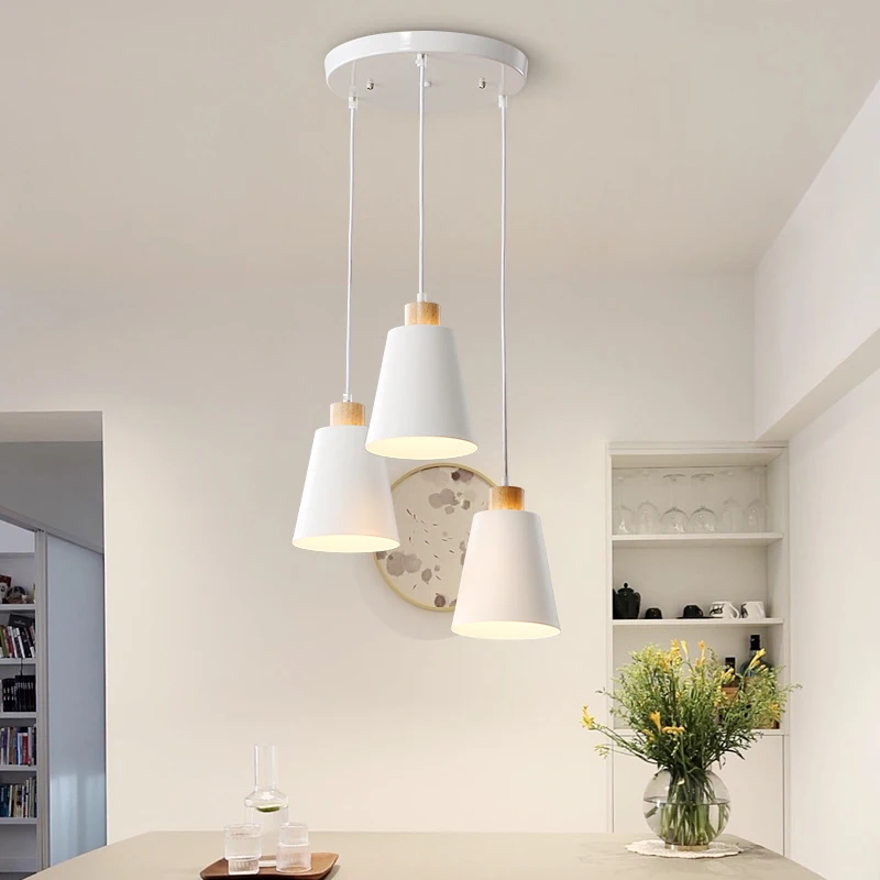 PHYVAL Nordic Pendant Lamp simple Creative Modern Pendant Light White lampshade E27 Bedroom Restaurant Living Room Lighting