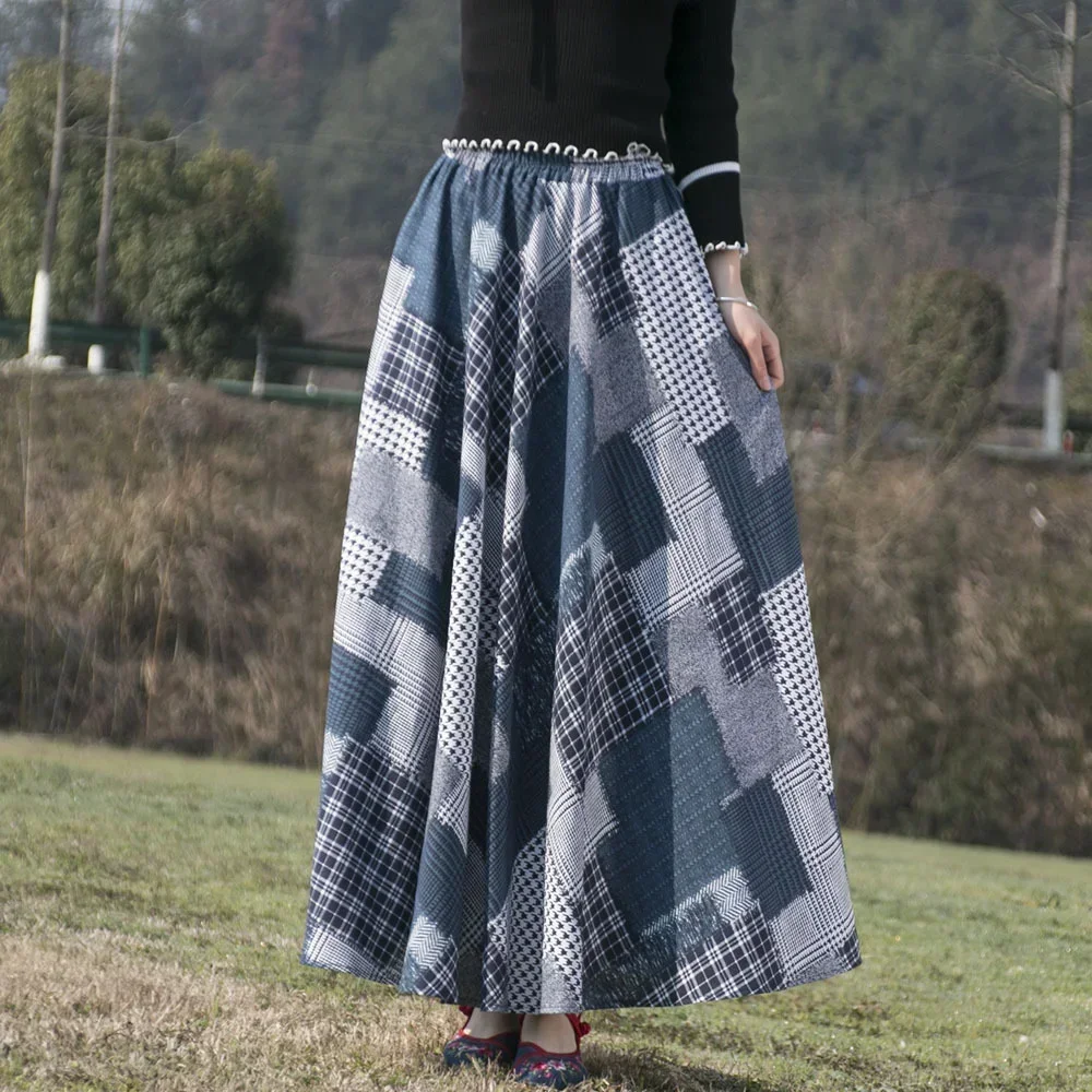 Summer Ethnic Style Cotton Linen Bohemian Streetwear Y2k Skirt Fashion Clothes Long Skirts Women Clothing Casual Vintage Elegant