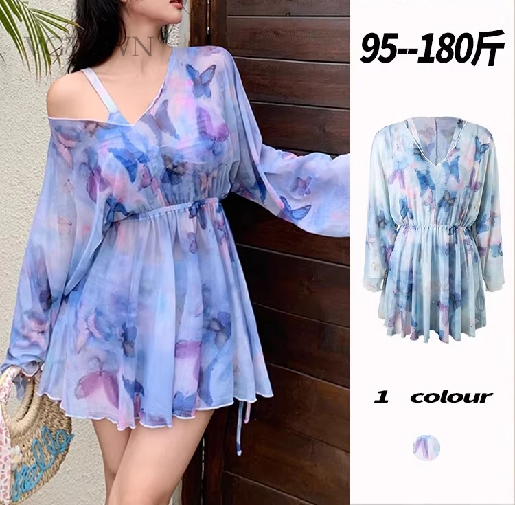 3PCS Plus Size Women's Two-Piece Swimsuit Long Bathing Suit Slimming Belly Cover up Bikini Set Ele Sensual Fitn Swimwear
