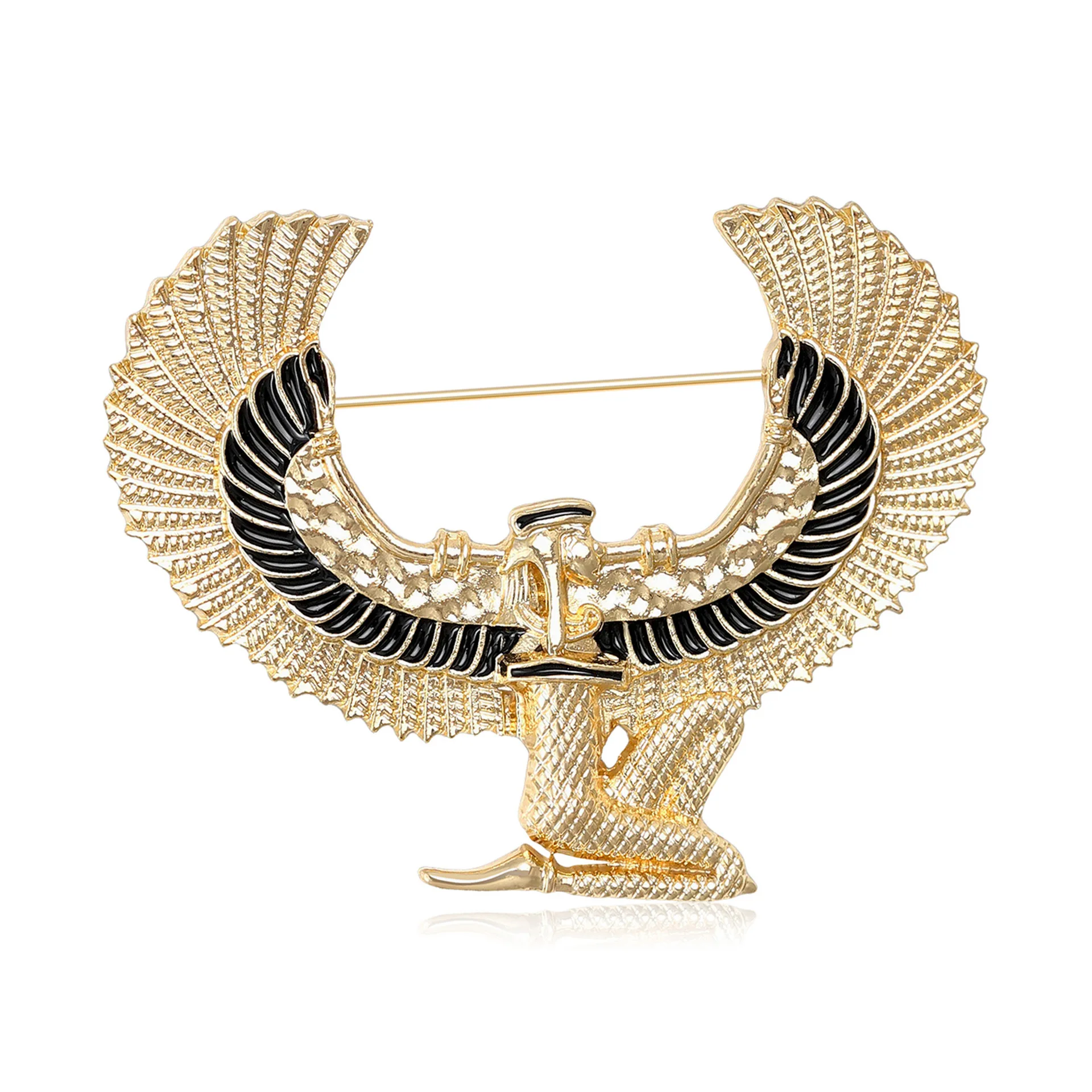 

Creative Retro Angel Wing-Shaped Egyptian Goddess Brooch, Women's Neutral Two-Color Badge, Clothing Accessories, Classic Jewelry