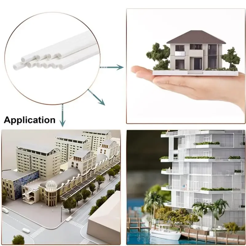 5 tubi rotondi cavi in plastica ABS diametro 2-10 mm modello fai da te costruzione tavolo con sabbia artigianale