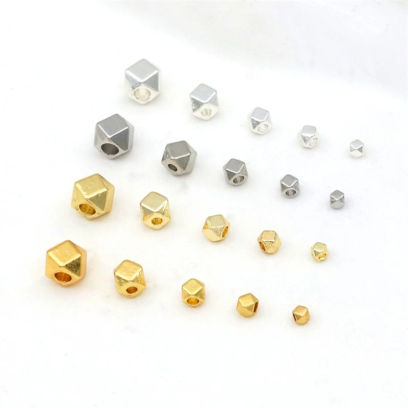 BoYuTe (100 Pieces/Lot) Alloy Multi‑Faceted Cut Spacer Beads Polygonal Loose Beads DIY Bracelet Necklace Jewelry Making Findings